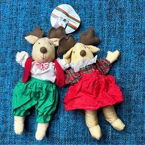Vintage Kurt S Adler Christmas Reindeer Plush Decorations Ornaments Parachute